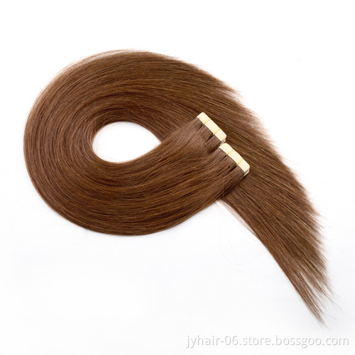 Wholesale Double Drawn Remy Skin Weft Tape Hair Extensions 100% Ponytail Human Cuticle Hair Invisible Tape In Hair Extensions